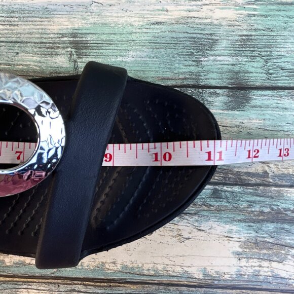 Crocs Sanrah Slide Sandal Womens Sz 11 Black Rubber Wedge Slip On Comfort Casual - Picture 8 of 11